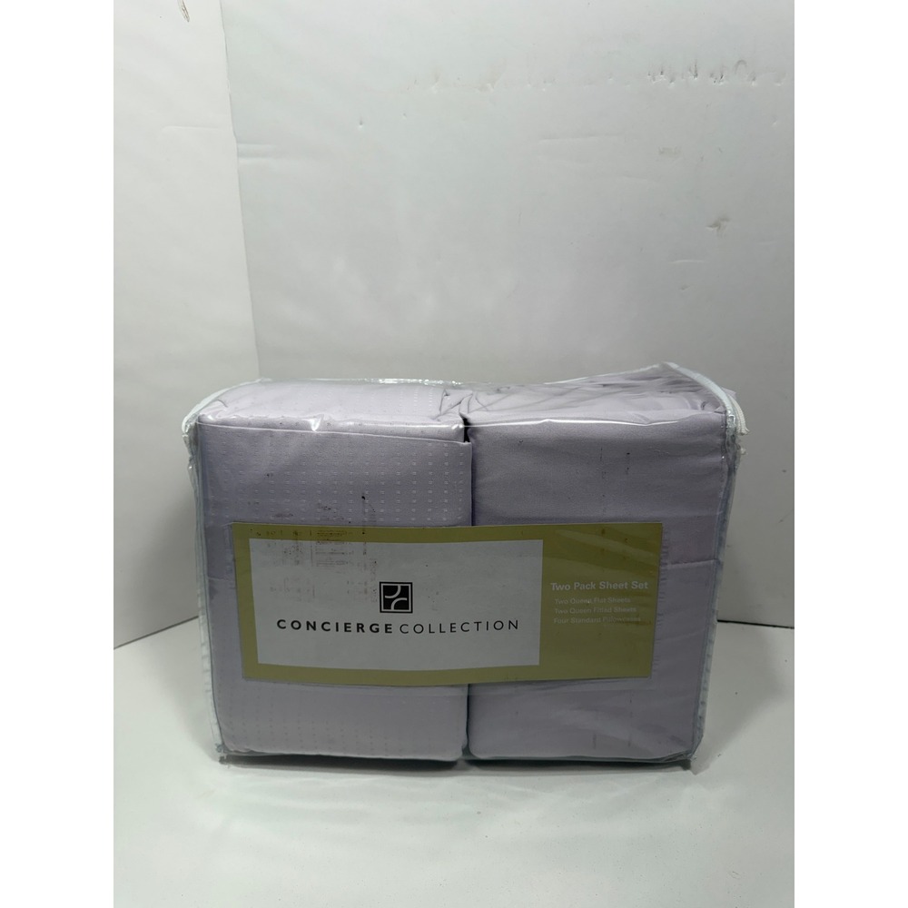 Concierge Collection Queen Sheet Set 2 Pk Lilac Purple Microfiber Dobby Dot 8pc